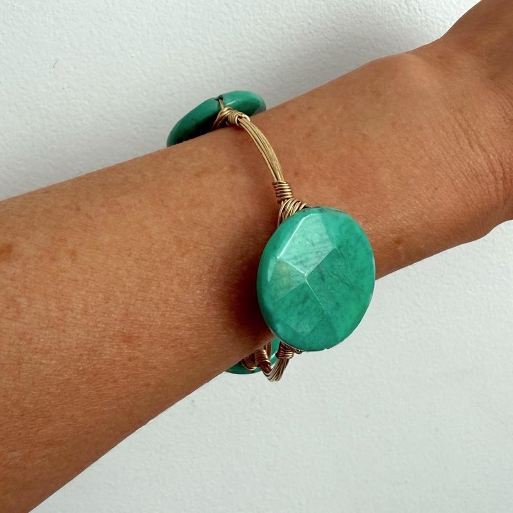 Banana Republic Gold Wire & Turquoise Statement Bangle Bracelet